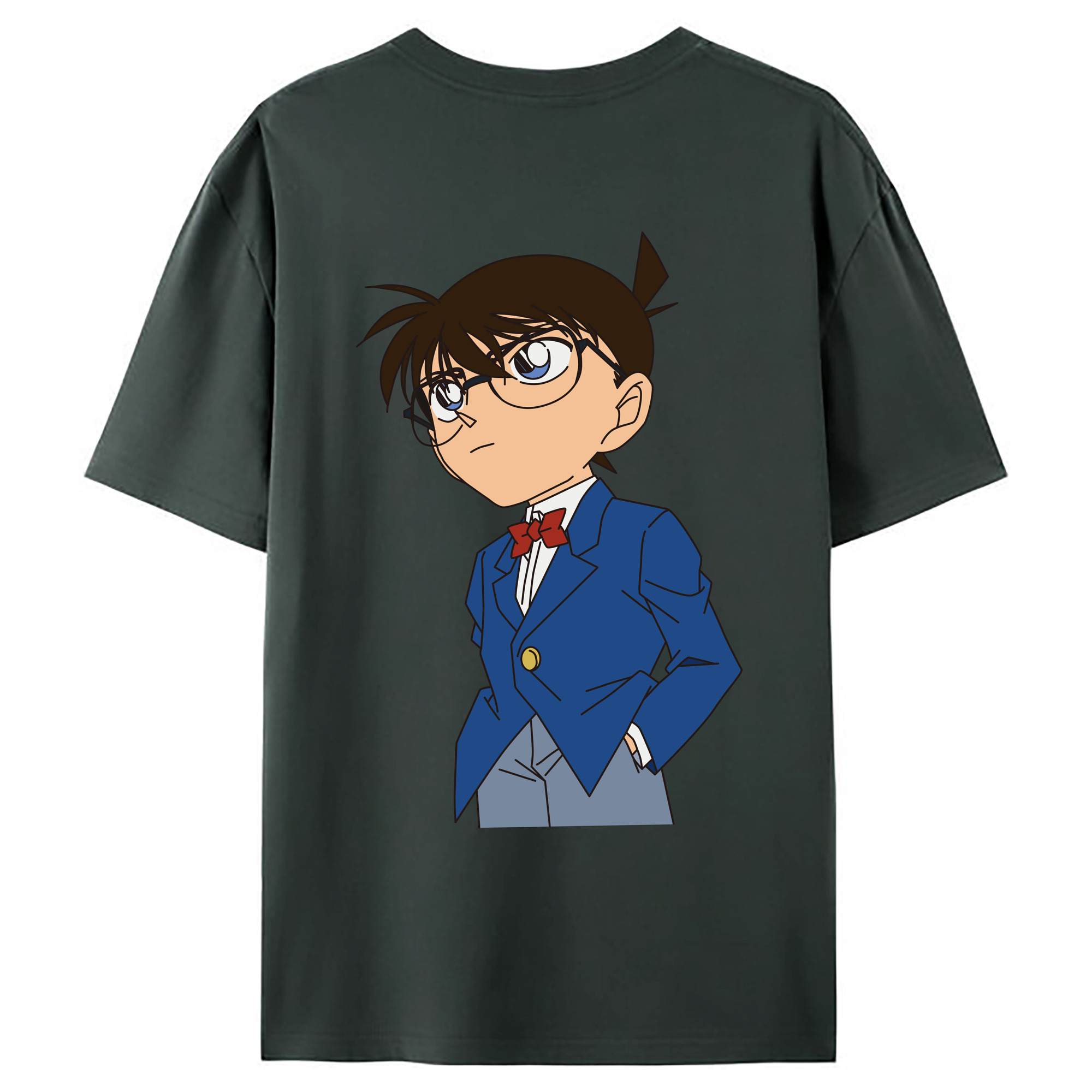 （画像用） 名探偵コナン 江戸川 コナン Detective Conan Conan Edogawa 綿100％ メンズ半袖Tシャツ（バックプリント） 通気性